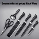 Conjunto de 6 peças de facas de onda preta BladeMaster