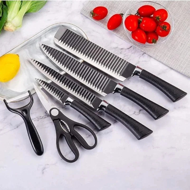 Conjunto de 6 peças de facas de onda preta BladeMaster